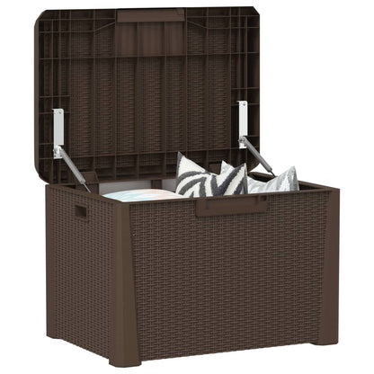 Garden Storage Box with Seat Cushion Brown 125 L PP