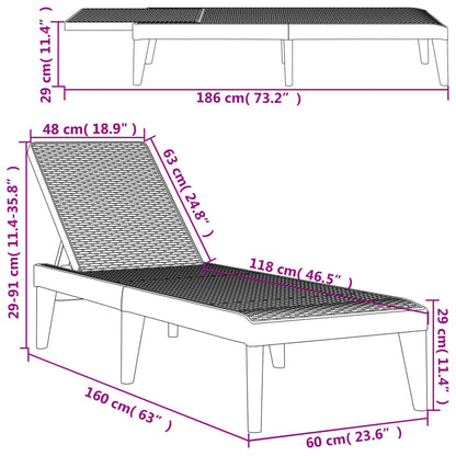 Sun Lounger Anthracite 186x60x29 cm PP