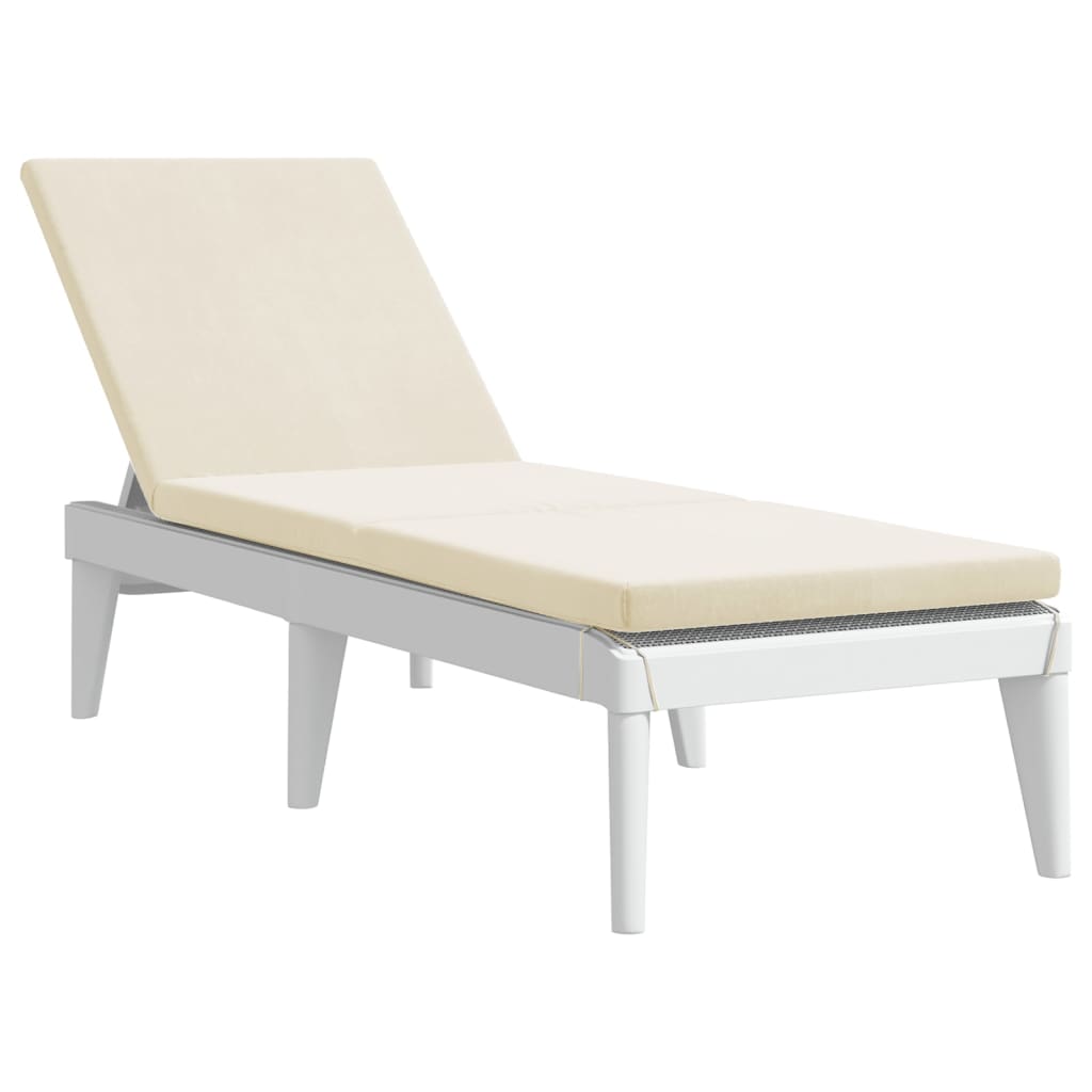 Sun Lounger with Cushion White 186x60x29 cm PP