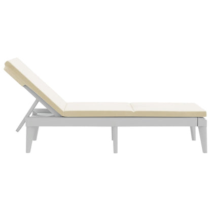 Sun Lounger with Cushion White 186x60x29 cm PP