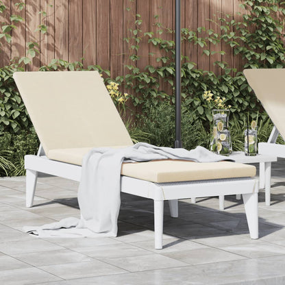 Sun Lounger with Cushion White 186x60x29 cm PP