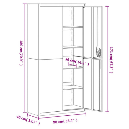 File Cabinet Anthracite and White 90x40x180 cm Steel