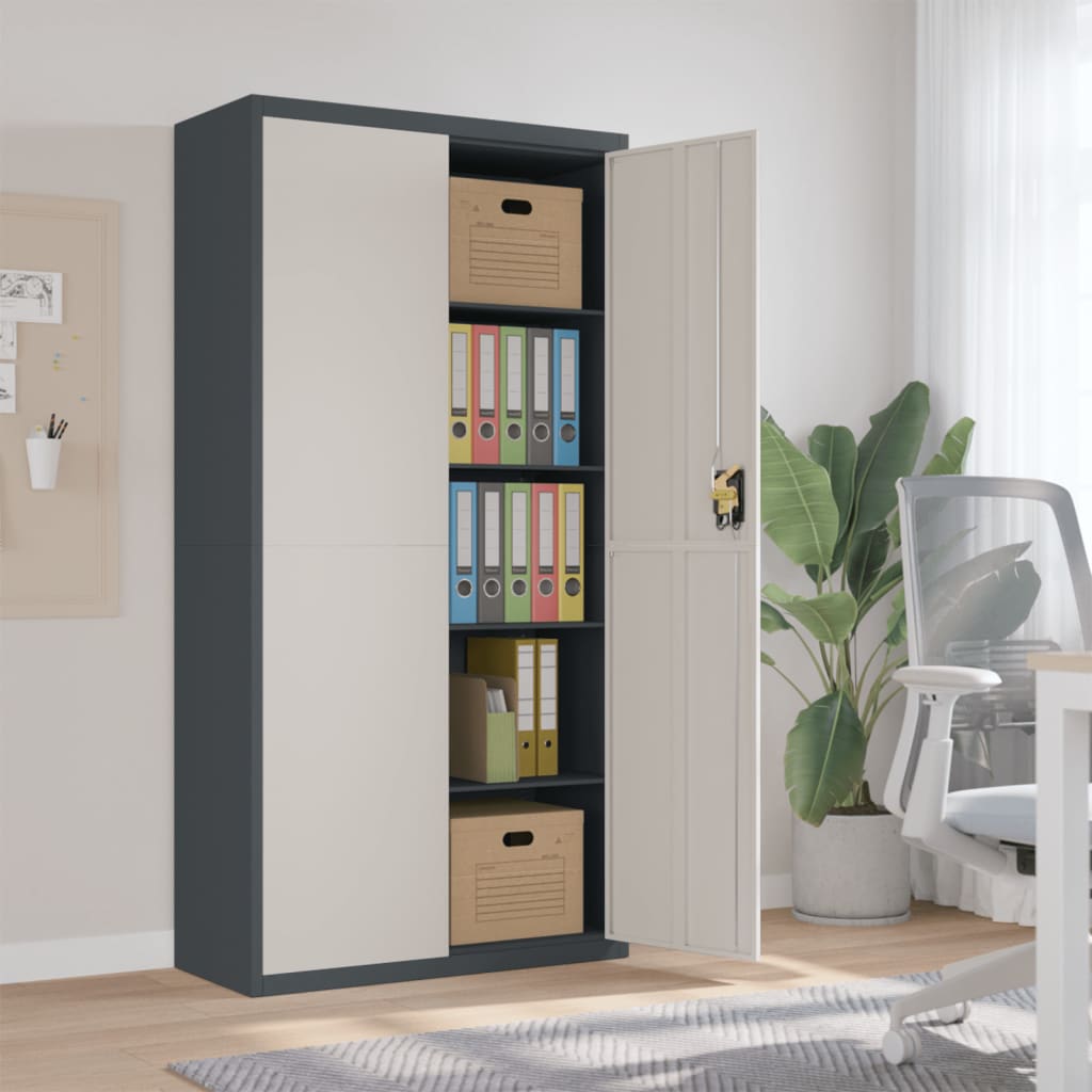 File Cabinet Anthracite and White 90x40x180 cm Steel