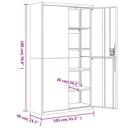 File Cabinet Light Grey 105x40x180 cm Steel