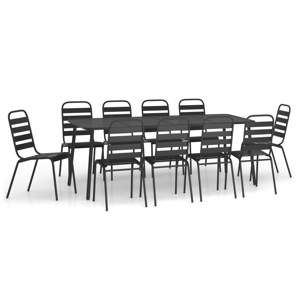 11 Piece Garden Dining Set Anthracite Steel