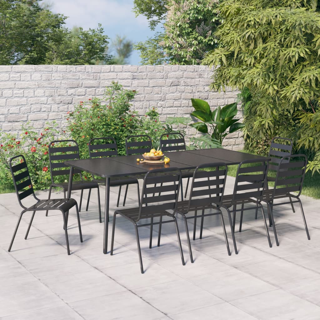 11 Piece Garden Dining Set Anthracite Steel