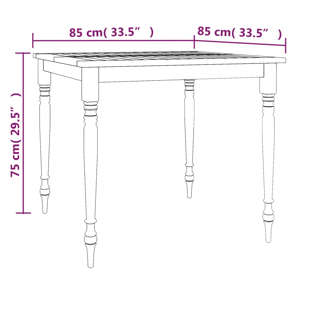 Batavia Table 85x85x75 cm Solid Wood Teak