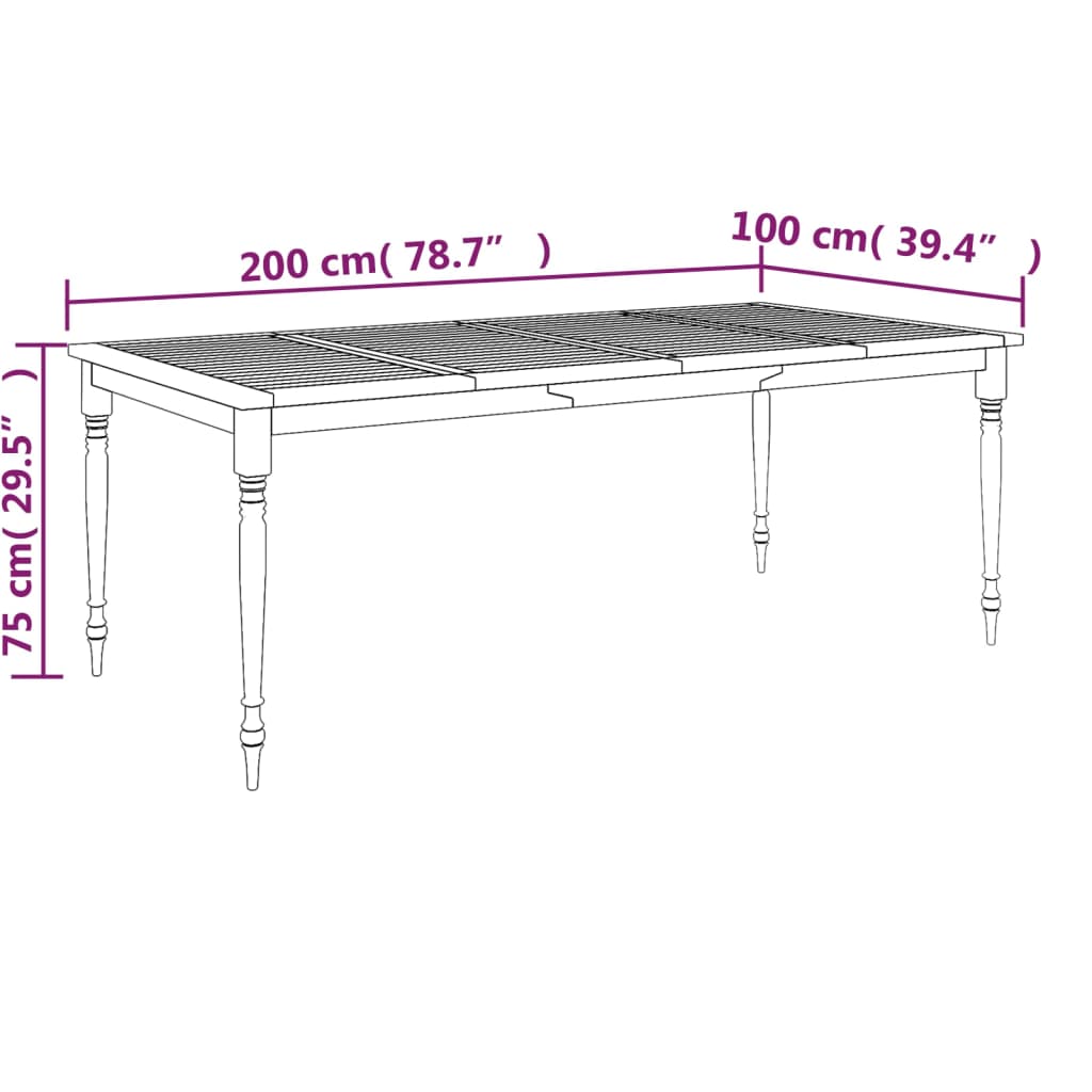 Batavia Table 200x100x75 cm Solid Wood Teak