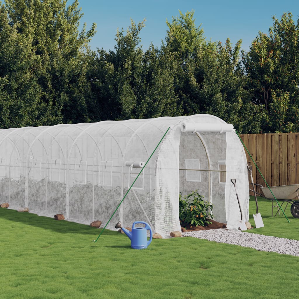 Greenhouse with Steel Frame White 12 m² 6x2x2 m