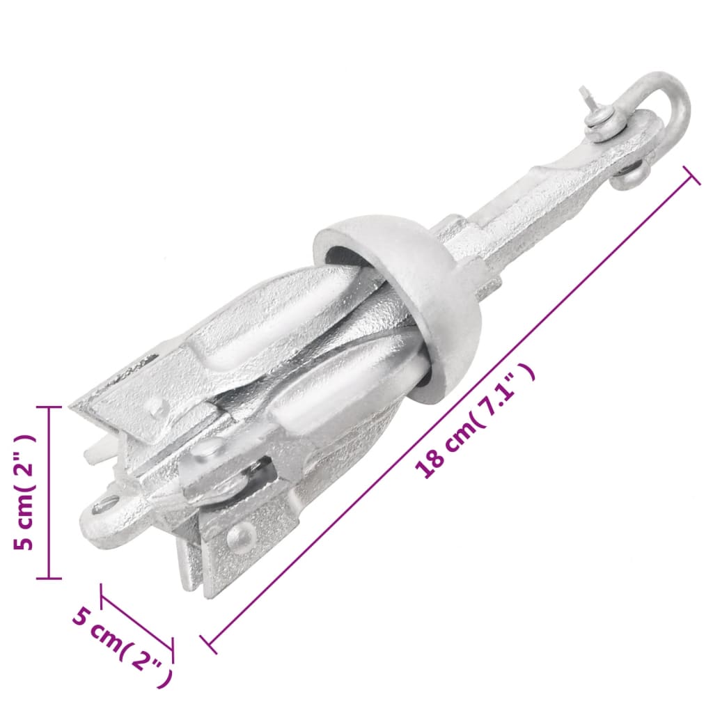 Folding Anchor Silver 0.7 kg Malleable Iron