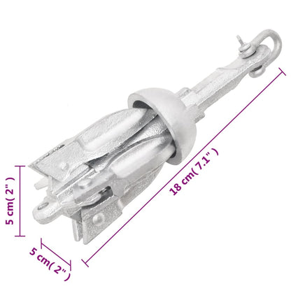 Folding Anchor Silver 0.7 kg Malleable Iron