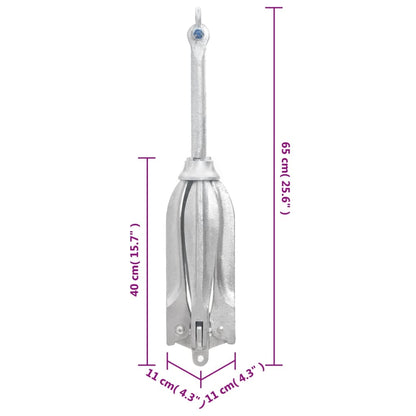 Folding Anchor Silver 10 kg Hot Dip Galvanized Cast Iron