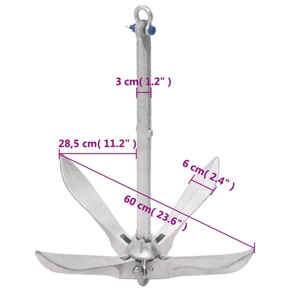 Folding Anchor Silver 10 kg Hot Dip Galvanized Cast Iron