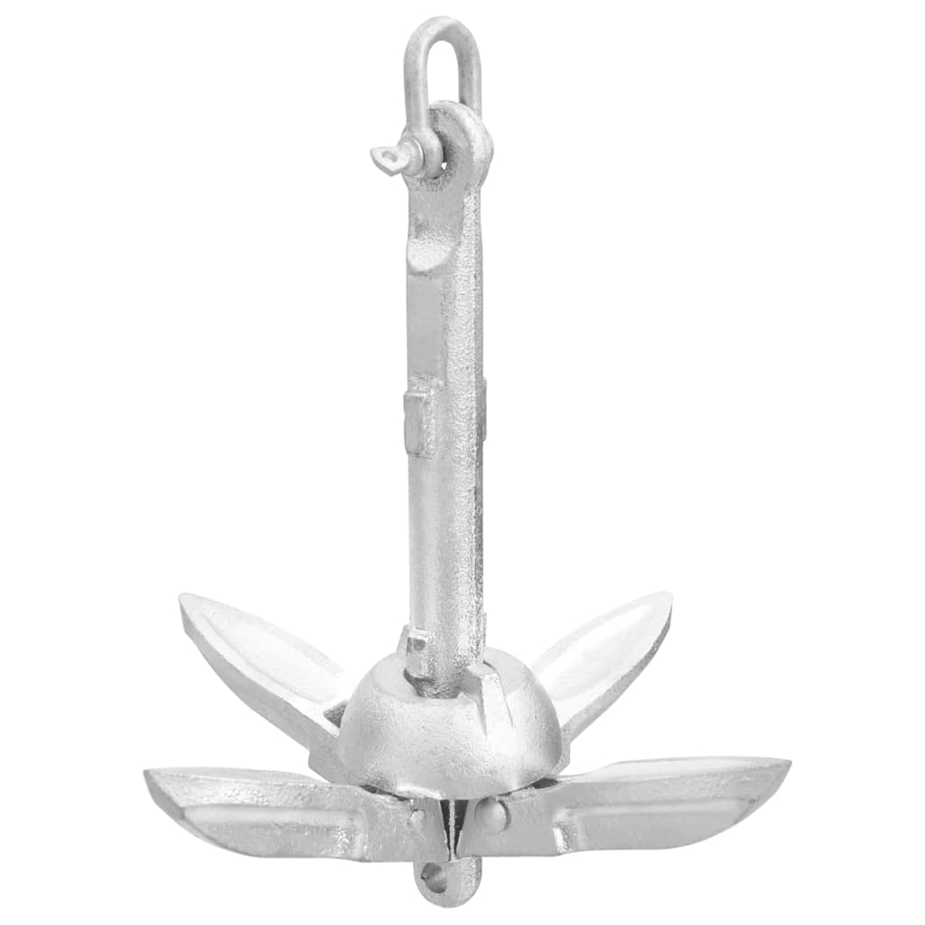 Folding Anchor with Rope Silver 0.7 kg Malleable Iron