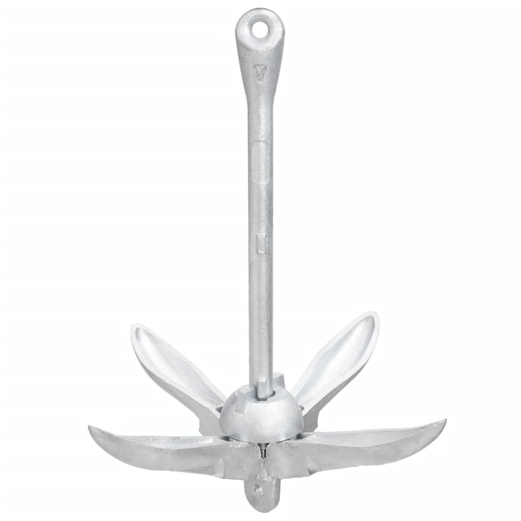 Folding Anchor with Rope Silver 8 kg Malleable Iron