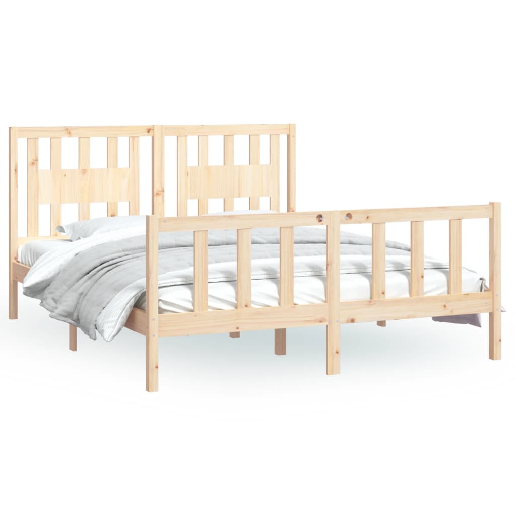 Bed Frame with Headboard Solid Wood Pine 150x200 cm King Size