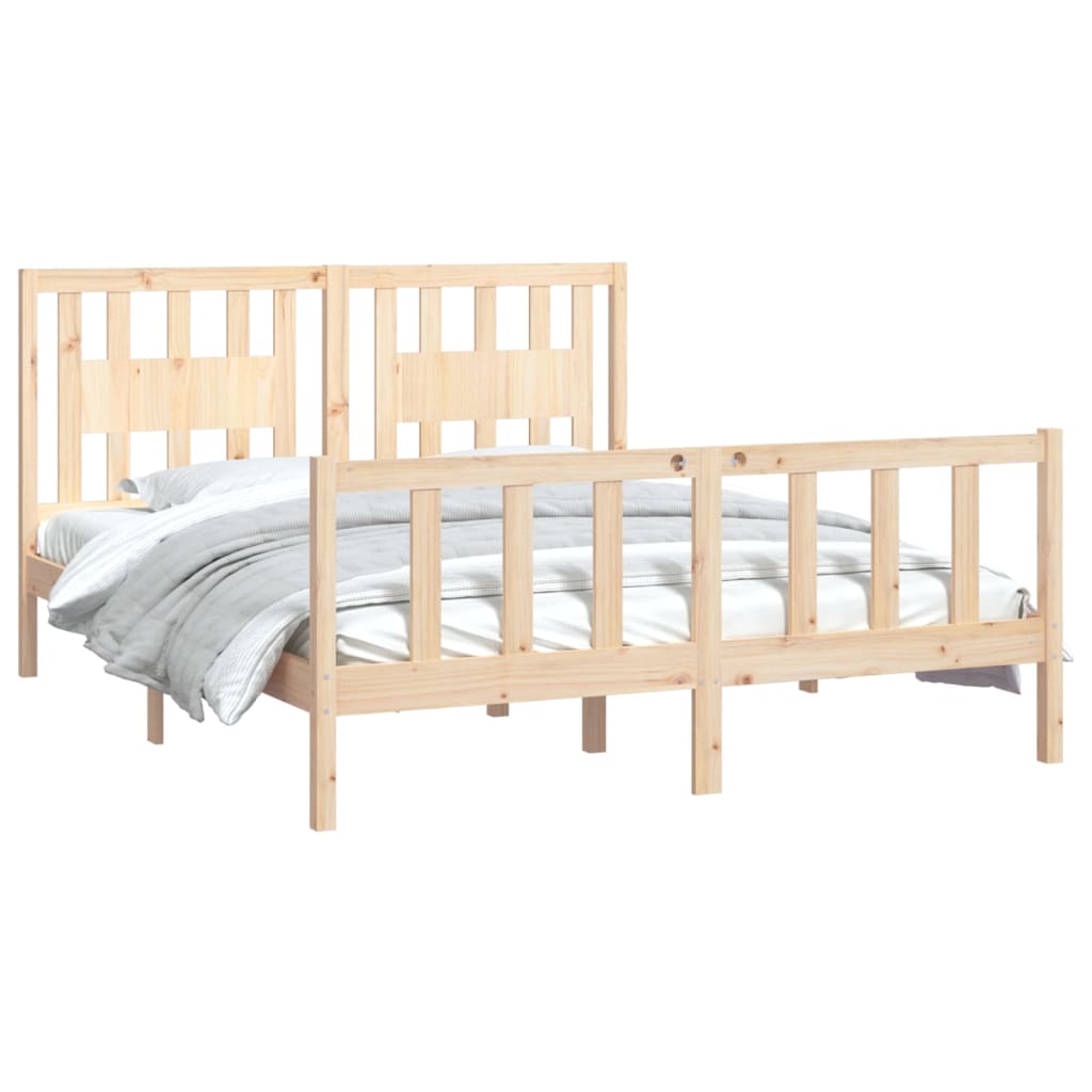 Bed Frame with Headboard Solid Wood Pine 150x200 cm King Size