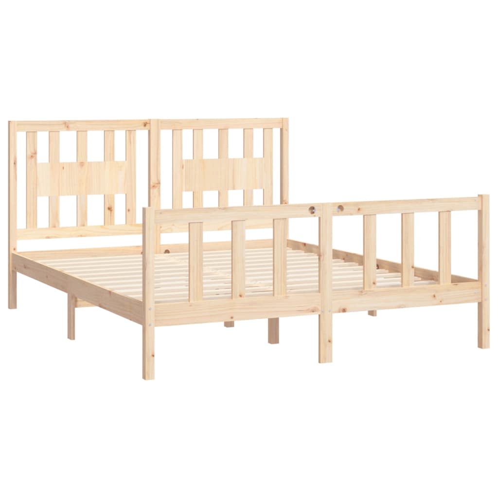 Bed Frame with Headboard Solid Wood Pine 150x200 cm King Size