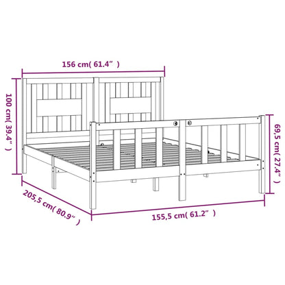 Bed Frame with Headboard Solid Wood Pine 150x200 cm King Size