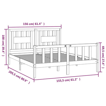 Bed Frame without Mattress Grey Solid Wood Pine King Size