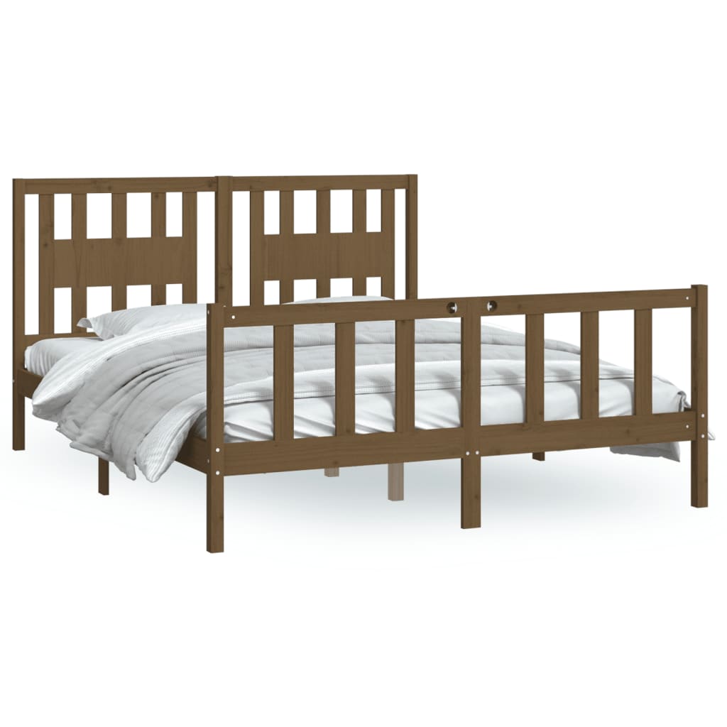 Bed Frame without Mattress Brown Solid Wood Pine King Size