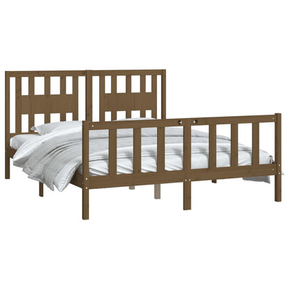 Bed Frame without Mattress Brown Solid Wood Pine King Size