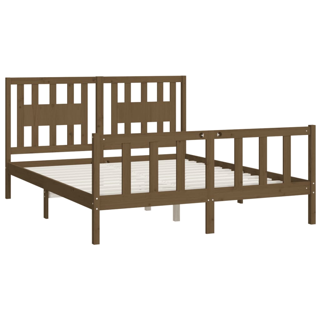 Bed Frame without Mattress Brown Solid Wood Pine King Size