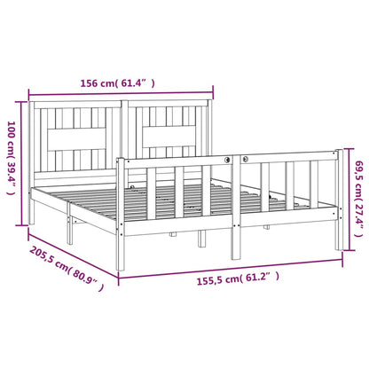 Bed Frame without Mattress Brown Solid Wood Pine King Size