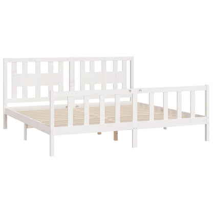 Bed Frame without Mattress White Solid Wood Pine Super King Size