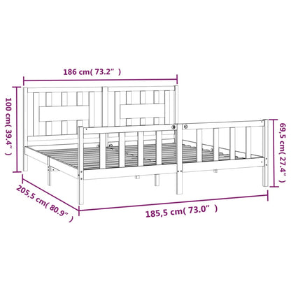 Bed Frame without Mattress White Solid Wood Pine Super King Size