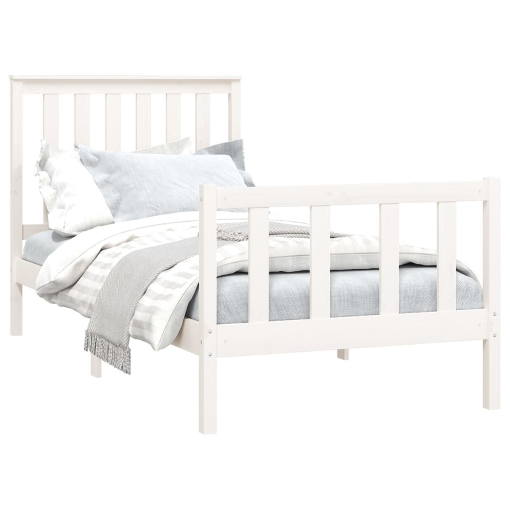 Bed Frame without Mattress White 100x200 cm Solid Wood Pine