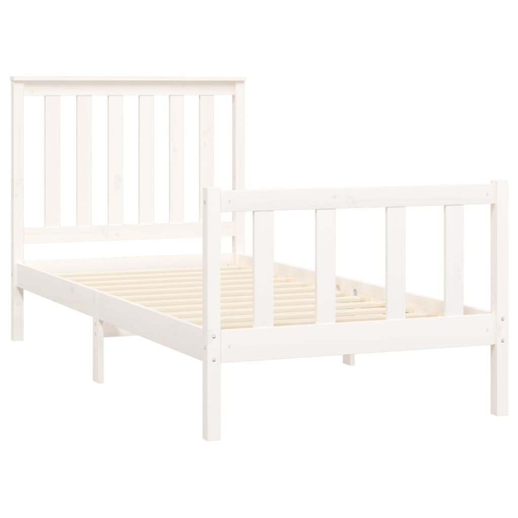 Bed Frame without Mattress White 100x200 cm Solid Wood Pine