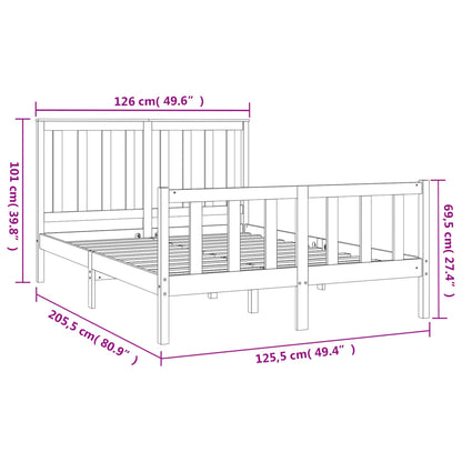 Bed Frame with Headboard Black 120x200 cm Solid Wood Pine