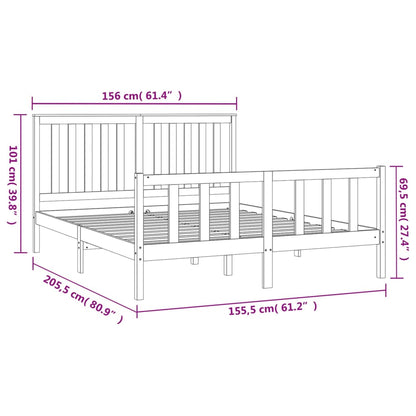 Bed Frame without Mattress White Solid Wood Pine King Size