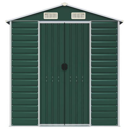 Garden Shed Green 191x385x198 cm Galvanised Steel