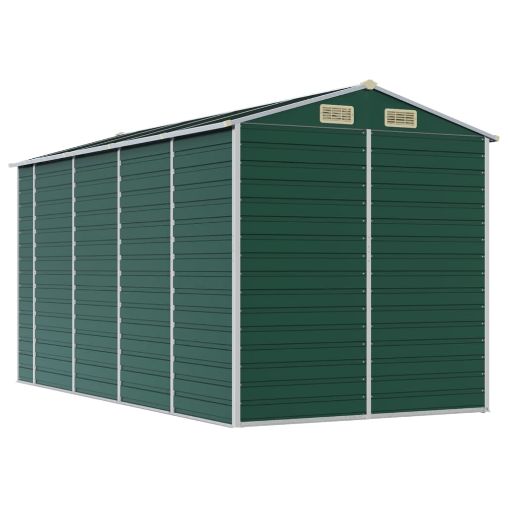 Garden Shed Green 191x385x198 cm Galvanised Steel