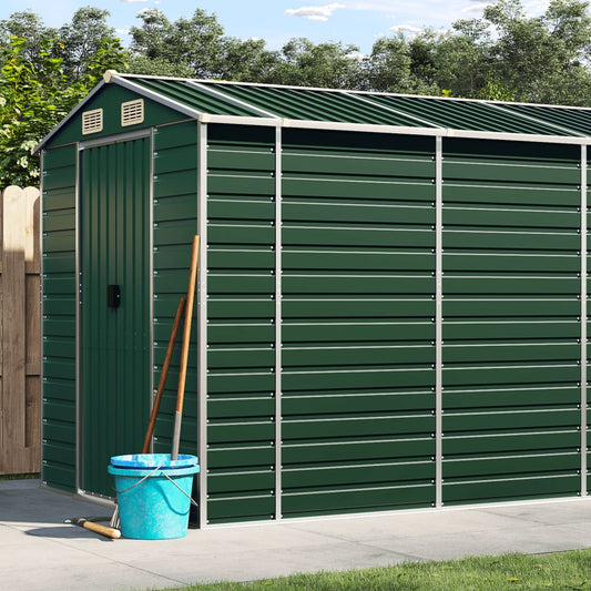 Garden Shed Green 191x725x198 cm Galvanised Steel