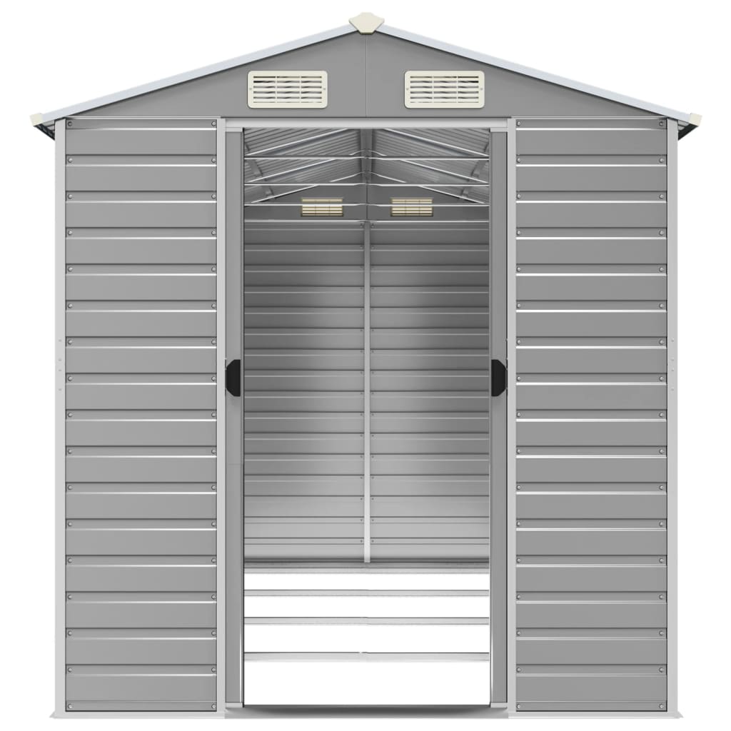 Garden Shed Light Grey 191x385x198 cm Galvanised Steel