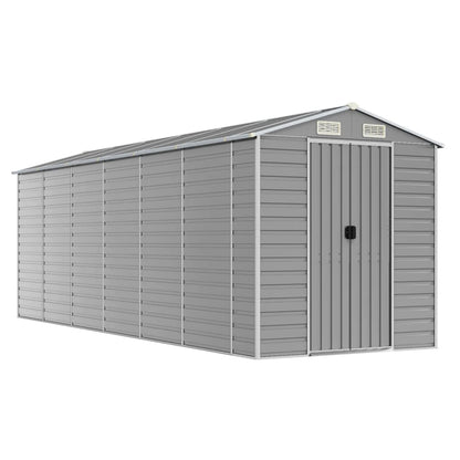 Garden Shed Light Grey 191x555x198 cm Galvanised Steel