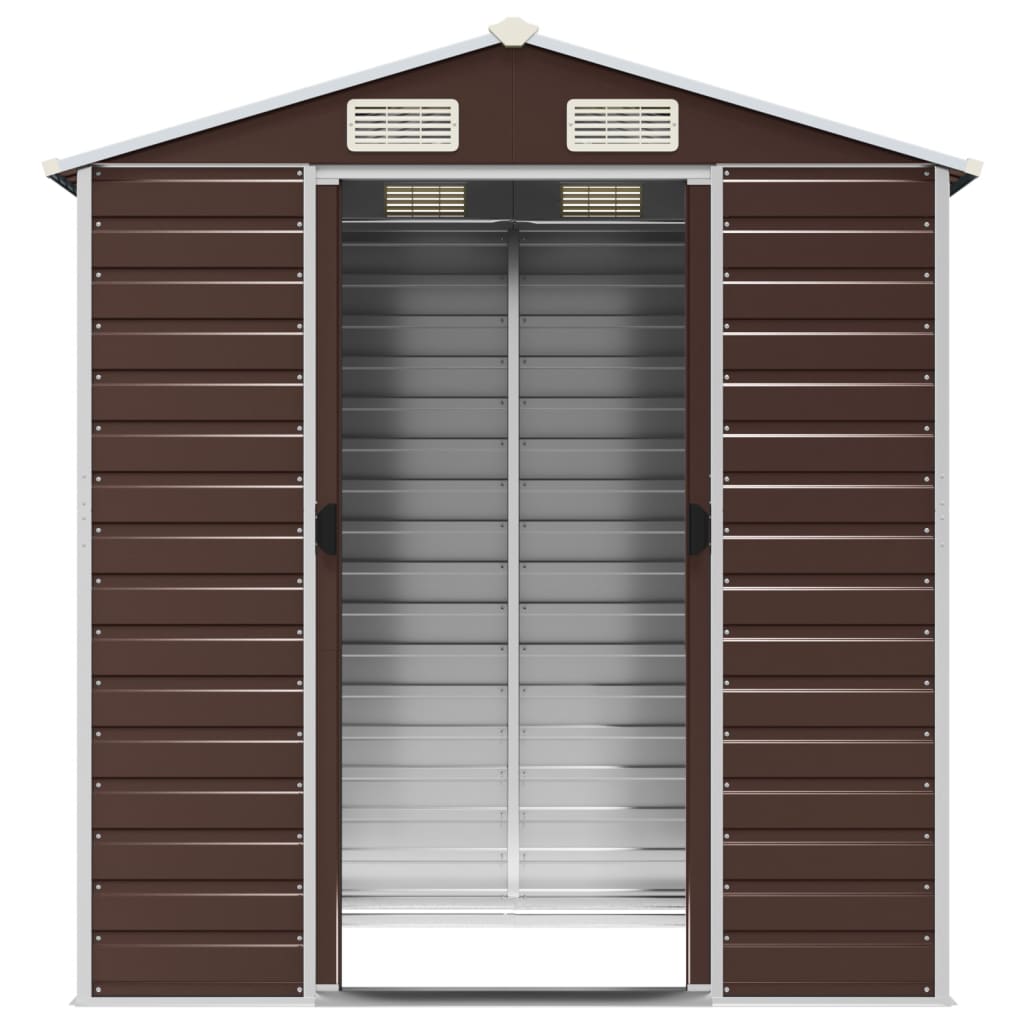 Garden Shed Brown 191x130x198 cm Galvanised Steel