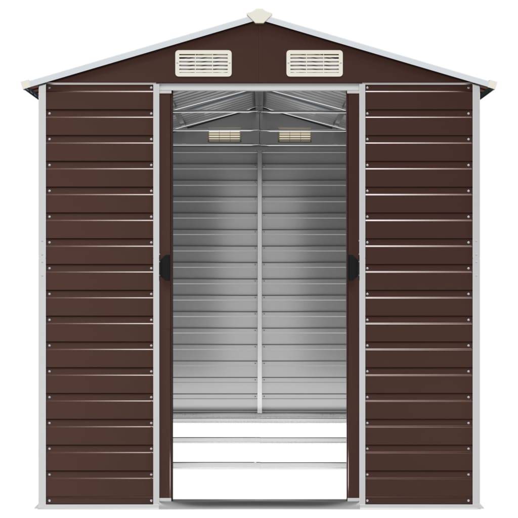 Garden Shed Brown 191x300x198 cm Galvanised Steel