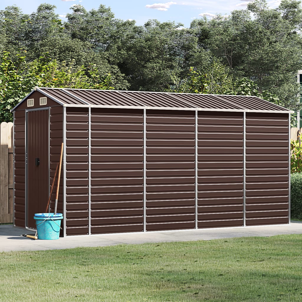 Garden Shed Brown 191x385x198 cm Galvanised Steel