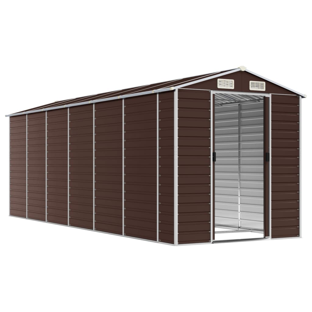 Garden Shed Brown 191x555x198 cm Galvanised Steel