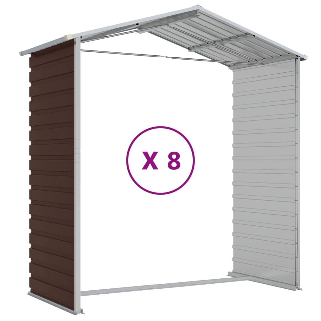 Garden Shed Brown 191x725x198 cm Galvanised Steel