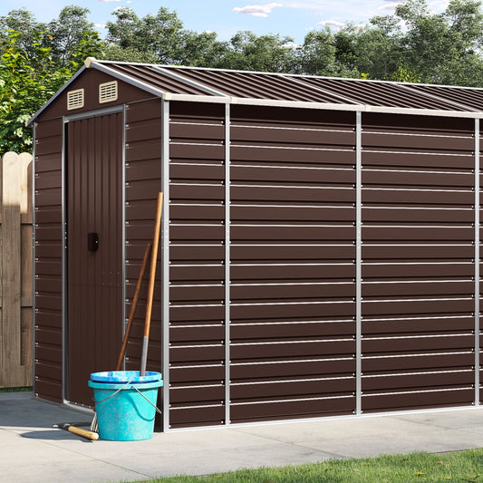 Garden Shed Brown 191x725x198 cm Galvanised Steel