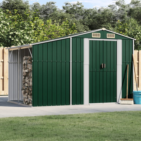 Garden Shed Green 277x192.5x179 cm Galvanised Steel