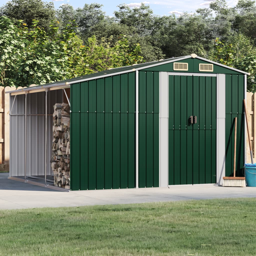 Garden Shed Green 277x279x179 cm Galvanised Steel