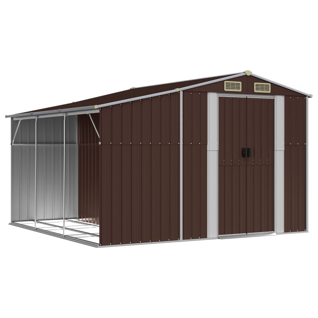 Garden Shed Brown 277x279x179 cm Galvanised Steel