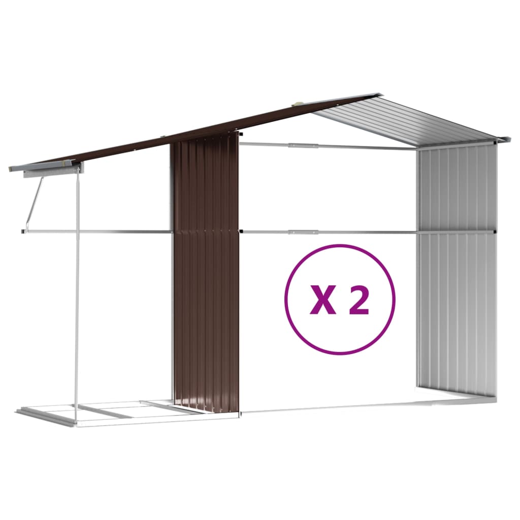 Garden Shed Brown 277x279x179 cm Galvanised Steel