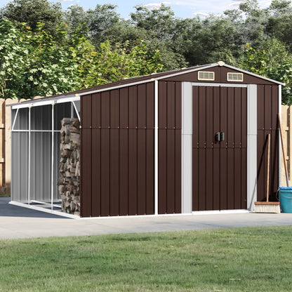 Garden Shed Brown 277x279x179 cm Galvanised Steel